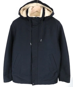 SANDRO S Herren Jacke marine blau klassisch Kapuze Kunstfell Deck Parka reine Baumwolle * - Bild 1 von 12