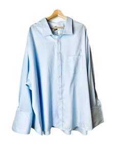 Joseph Abboud Cotton NonIron White Blue Striped Dress Shirt 22x34/35 5XL Big Man - Picture 1 of 5