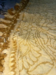 Vintage Bates Yellow Tonal Bohemian Fringed Bedspread Coverlet Twin Size Rare - Picture 1 of 7