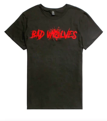 Nueva Camiseta Bad Wolves RED SPLATTER LOGO Banda Heavy Metal NUEVA Auténtica Foto 1 de 4