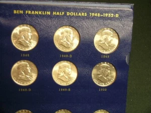 1948 - 1963 colección completa conjunto de medio dólar Franklin - álbum Whitman - Imagen 1 de 11