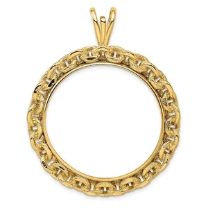 1967-Now South Africa 1 oz Krugerrand Prong Set Chain Link Coin Bezel 14k Gold - Picture 1 of 7