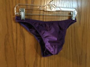 90's Men's Purple Second Skin Satin Bikini Swimsuit size 