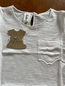 Latte E Biscotti (Italy) NWT Ivory Featherweight 100% Cotton Knit Bodyshirt-6Mos - Picture 1 of 9