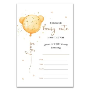 We Can Bearly Wait Baby Shower Invitations 20 Cards and Envelopes Neutral - Picture 1 of 6