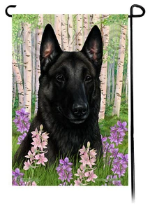Bandiera da giardino fiori primaverili - nera belga Malinois - Foto 1 di 1