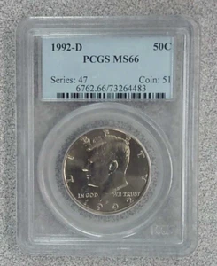 1992-D BU Kennedy Clad Half Dollar PCGS MS66 (483) - Picture 1 of 2