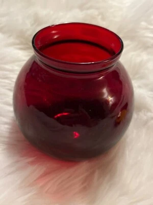 Anchor Hocking Large Royal Ruby Red Ball Vase 4inch - Image 1 of 3