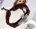 Cross Leather Bracelet - Adjustable Christian Fashion Jewelry - Brown