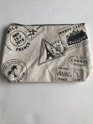 Bolsa de maquillaje cosmético de lona Lancome Francia París Monte Carlo 10" x 6,5" Foto 1 de 4