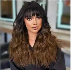 Pelucas de cabello humano onduladas marrones largas sexy de moda de cabello real 26 pulgadas - Imagen 1 de 7