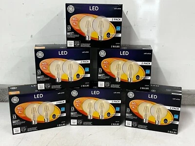 QTY 12 GE 40W (4W Equiv) Globe Style Antique Filament LED G25 Light Bulbs 23192 - Image 1 of 4