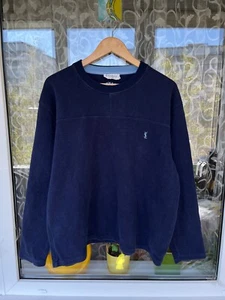 Yves Saint Laurent Vintage Navy Blue Men's Sweatshirt Embroidered Logo Size XL - Picture 1 of 14