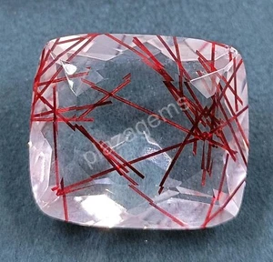 66.55 CT Cushion Red Rutilated Quartz Certified Transparent Loose Gems 25S - Picture 1 of 8