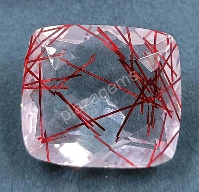 66.55 CT Cushion Red Rutilated Quartz Certified Transparent Loose Gems 25S - Image 1 of 4