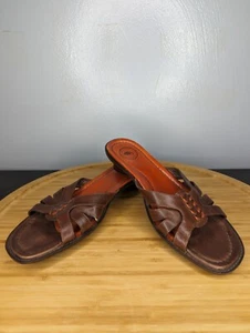 Nurture Sandals Size 9.5 M Brown Tan Leather 2" Heel Slip On - Picture 1 of 6