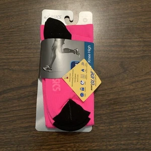 ASICS Rally Knee High Socks Sz. M (M7-9 W8-9.5) NEW ZK2371-0273 Pink/Black - Picture 1 of 2