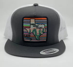 Lazy J Hat Home Sweet Home Texas Patch Grey White Mesh SnapBack Trucker - Picture 1 of 3