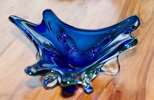 Vintage aus den 1970ern Murano Glas Schale blau / grün - Bild 1 von 3