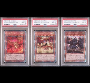 PSA 10 & 8 Yu-Gi-Oh Obelisk Osiris Ra Sangenshin Japanese 25th Sequential JAPAN - Picture 1 of 9