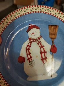 Debbie Mumm Snowman 8" Ceramic Plate Sakura Stoneware by Oneida Cottagecore - Picture 1 of 4