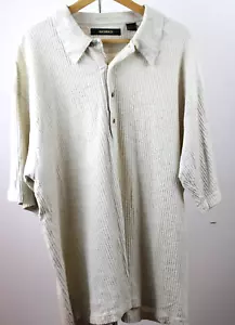 VTG Bachrach Men L Sweater Oatmeal Ribbed Collar 1/2 Button Down Cotton Blend - Picture 1 of 4