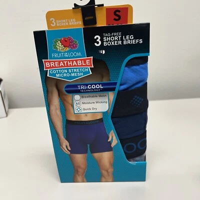 Fruit of the Loom MEN’S Size S Breathable Short-Leg Boxer Briefs 3pk - Image 1 of 4