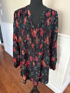 Torrid Rayon Twill Smocked Button-Front Tunic Top Floral Plus Size 2 - Picture 1 of 5