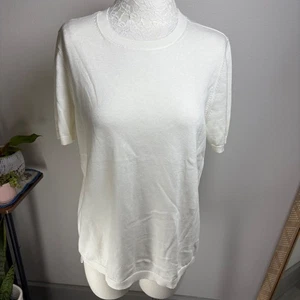Lands' End Women’s Large Tall - Ivory Short Sleeve Crew Sweater - PR-NWOT *Read - Picture 1 of 11