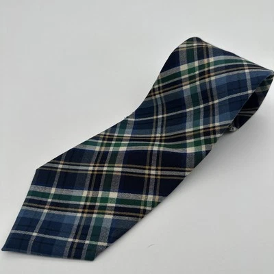 Corbata de cuello Pendleton vintage a cuadros 100 % lana virgen agujeros pequeños verde blanco para hombre Foto 1 de 4