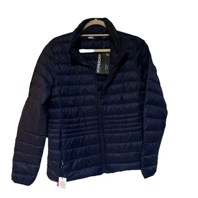 Lands End Mens Down Puffer Jacket Hyper Dry Navy Blue Quilted Full Zip S 6-8 - Image 1 of 4