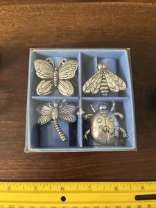 Studio Nova Butterfly Bee Dragonfly Ladybug Silver Metal Napkin Rings Four - Picture 1 of 8