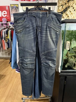 Jeans Balmain jeans vintage motociclista tamanho 36 autêntico azul índigo real - Imagem 1 de 4