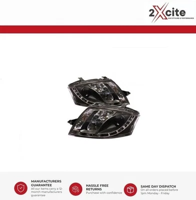 Audi TT 1999-2007 8N Black LED DRL Daylight Running Lights Devil Eye Headlights - Image 1 of 4