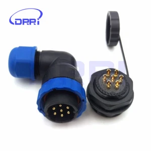 SD20TA-ZM 90 Grados Codo IP67 7 Pines Conector Macho Hembra Panel Montaje Conector - Imagen 1 de 4