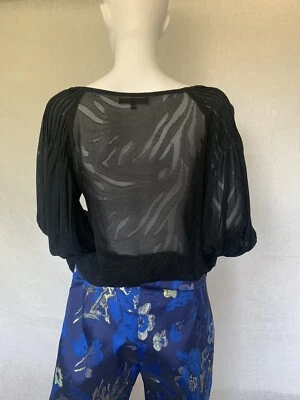 Estela Rosso Neck Tie Silk Blouse USA 6 / Black Color Foto 1 de 4