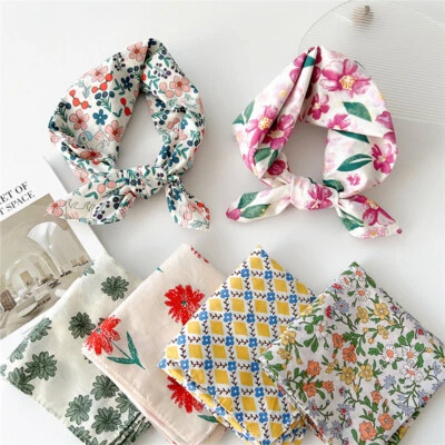 Elegant Women Plain Plaid Neck Wrap Floral Square Scarf Lady Hairband Headband Ⓩ - Image 1 of 4