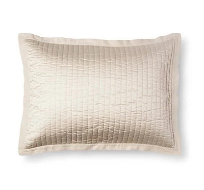 Fieldcrest Linen-Trim Sateen Cream Standard/ Queen Pillow Sham Dalton Collection - Image 1 of 4