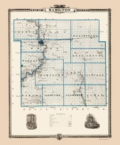 Mapa histórico del condado - Condado de Hamilton Iowa - Andreas 1874 - 23 x 27,67 - Imagen 1 de 20