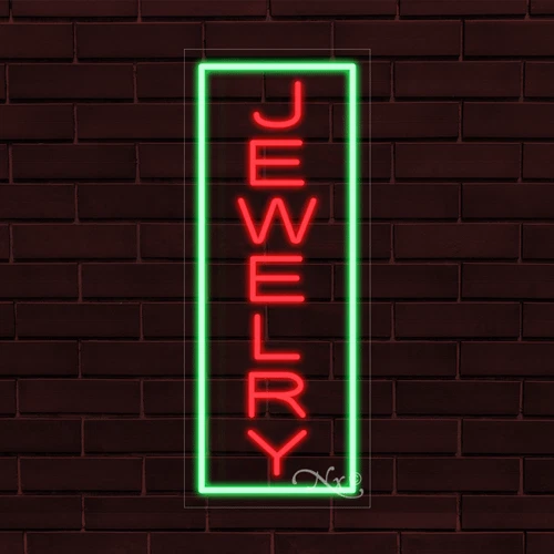 NEW "JEWELRY" w/BORDER VERTICAL 30x12x1 INCH LED FLEX WINDOW INDOOR SIGN 30995 - Image 1 of 1
