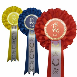 Horse Rosettes 1st-3rd Show Gymkhana Pony Party 2 Tier **FREE POSTAGE**