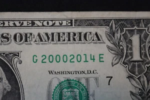 [FEB 14, 2000] ONE DOLLAR FANCY BIRTHDAY NOTE  SN  G 20002014 E - Picture 1 of 3