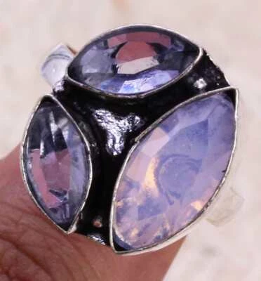 Milky Fire Opal 925 Silver Plated Handmade Ring of US Size 8.5 - Изображение 1 из 3