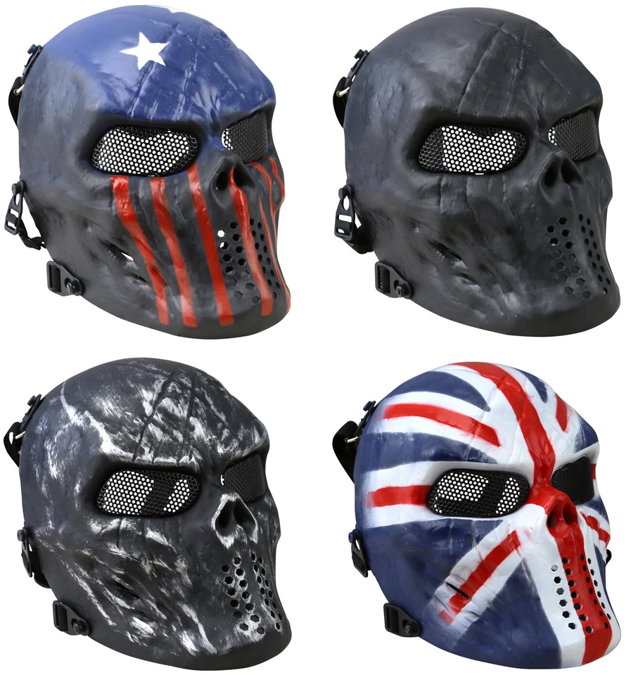KOMBAT UK Airsoft Vollgesicht Netzmaske Schädel taktische Ausrüstung Gesichtsschutz verstellbar BB