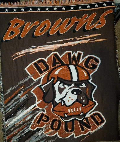 NFL Cleveland Browns Dawg Pound 40"x54" Woven Tapestry Throw Blanket Fringe Cover