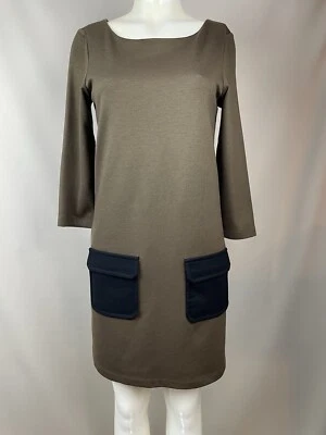Bailey 44 Shift Dress Size Medium Olive Green Black Pockets Dark Academia Basic - Image 1 of 4