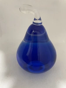 Ornamento fermacarte in vetro artistico pera blu con gambo trasparente - Foto 1 di 11