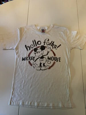 Camiseta Vintage Mickey Mouse “Hello Folks!” Tamanho M Bronzeada - Imagem 1 de 4