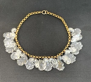 Vintage 1930er Haskell Stil Kristall Blatt Hänger Halskette - Bild 1 von 4