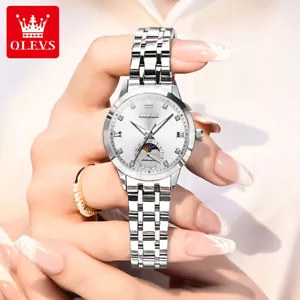 OLEVS Automatikuhr Leuchtzeiger Mondphase Datum Damen Mechanische Uhr - Bild 1 von 15
